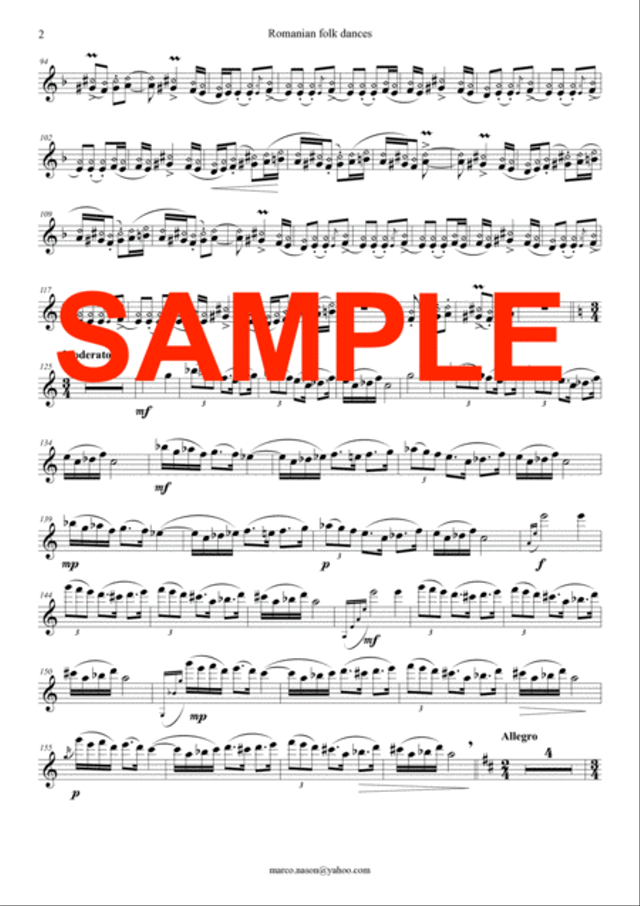 Bela Bartok - Romanian Folk Dances for string quartet String Quartet scores gallery preview page 4