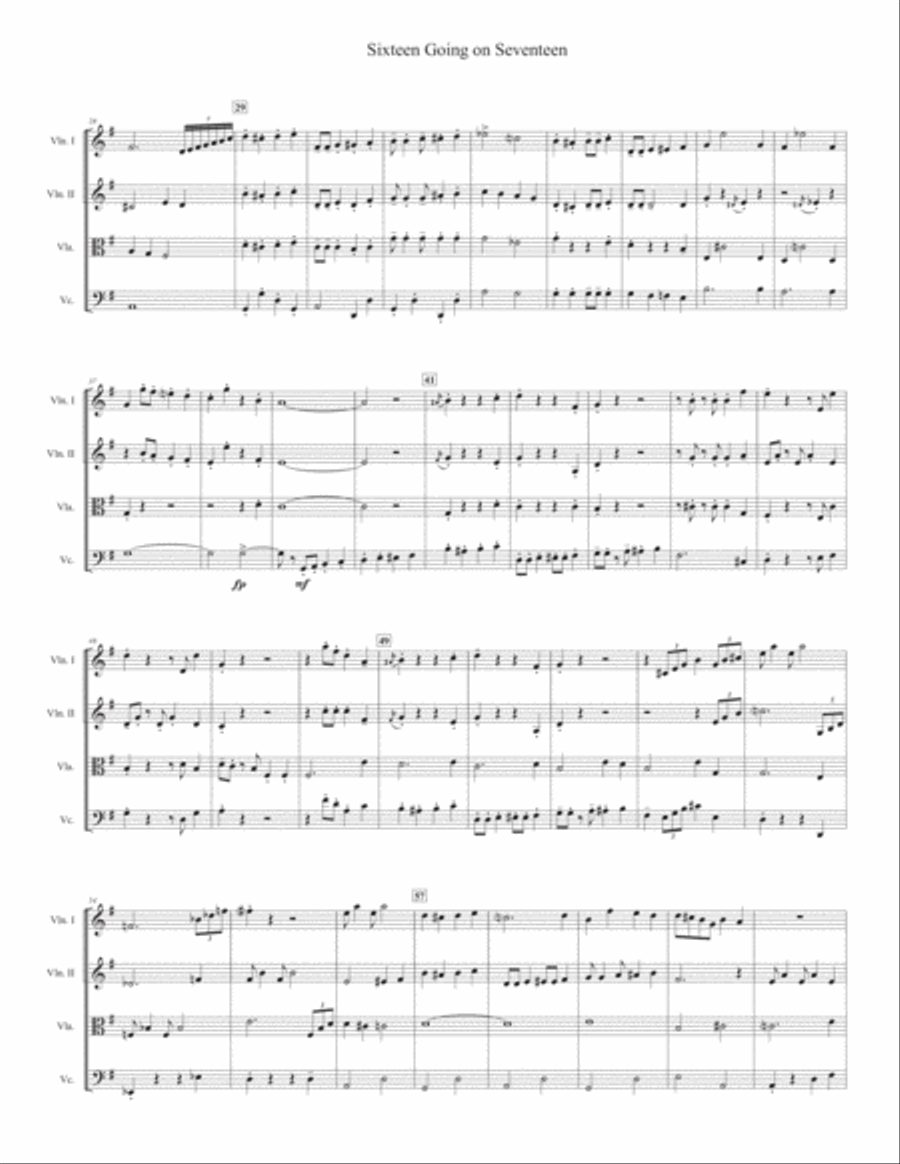Sixteen Going On Seventeen String Quartet scores gallery preview page 3