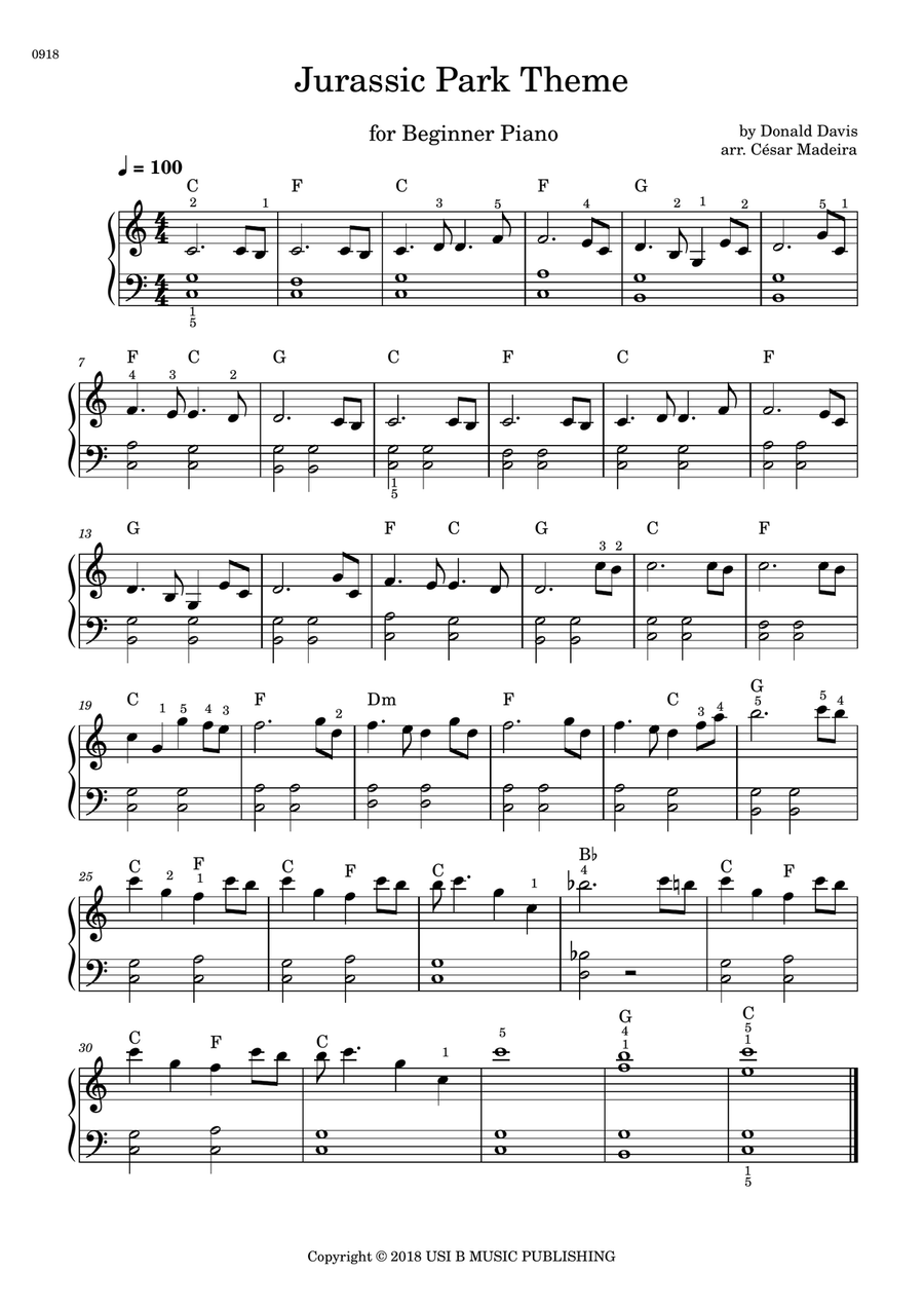 Jurassic Park Iii Easy Piano scores gallery preview page 1