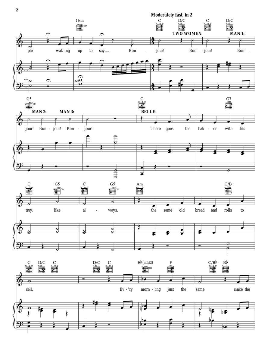 Belle (from Beauty And The Beast) Piano, Vocal, Guitar scores gallery preview page 2