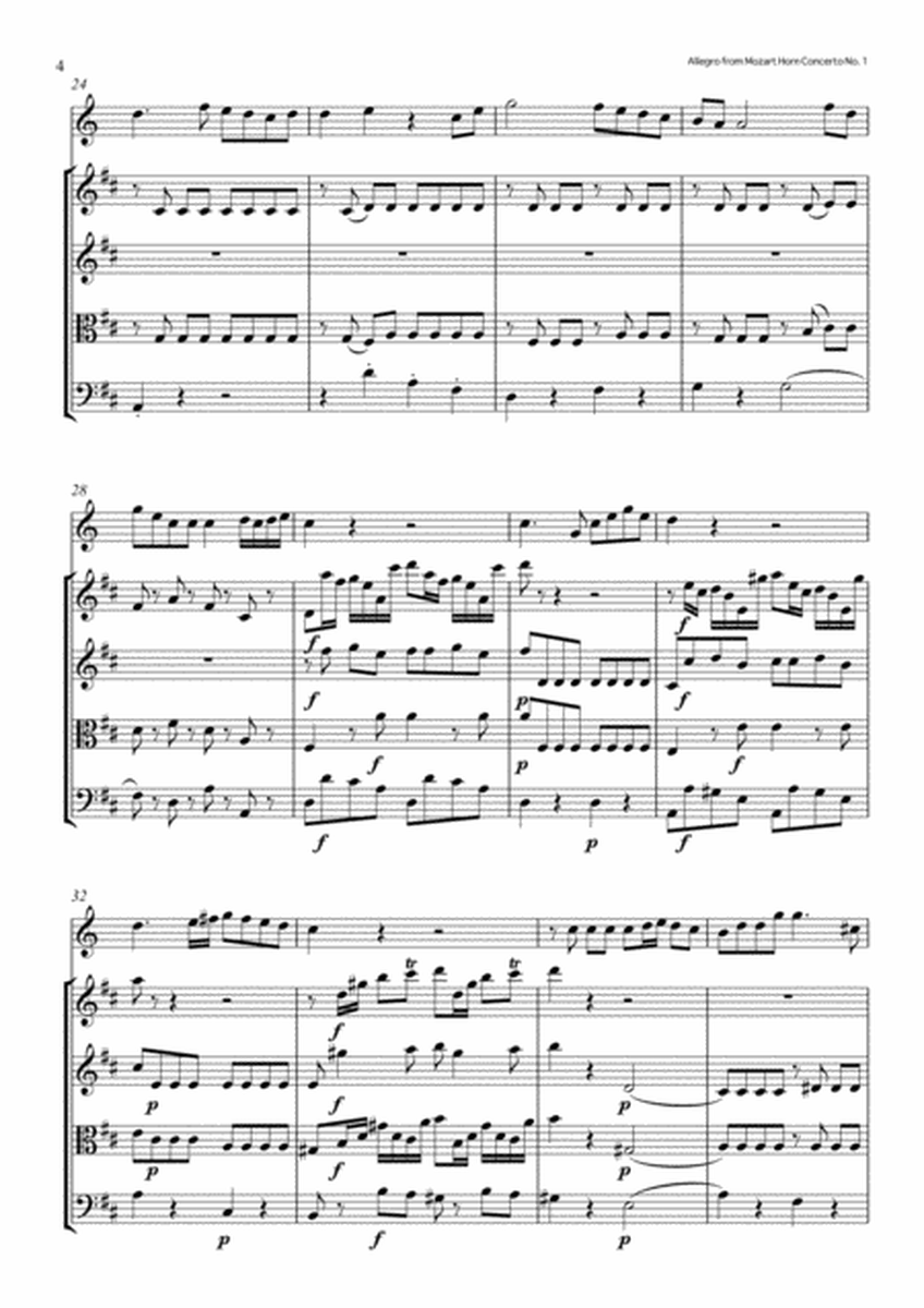 Allegro from Horn Concerto No. 1 in D K412 (Horn & String Quartet) image number null