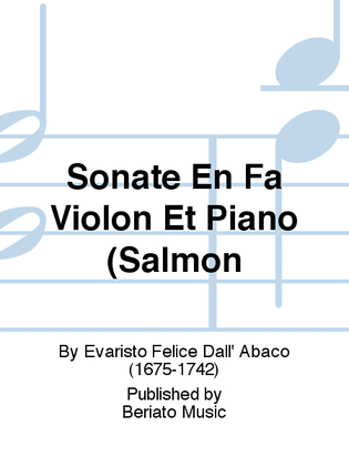 Sonate En Fa Violon Et Piano (Salmon