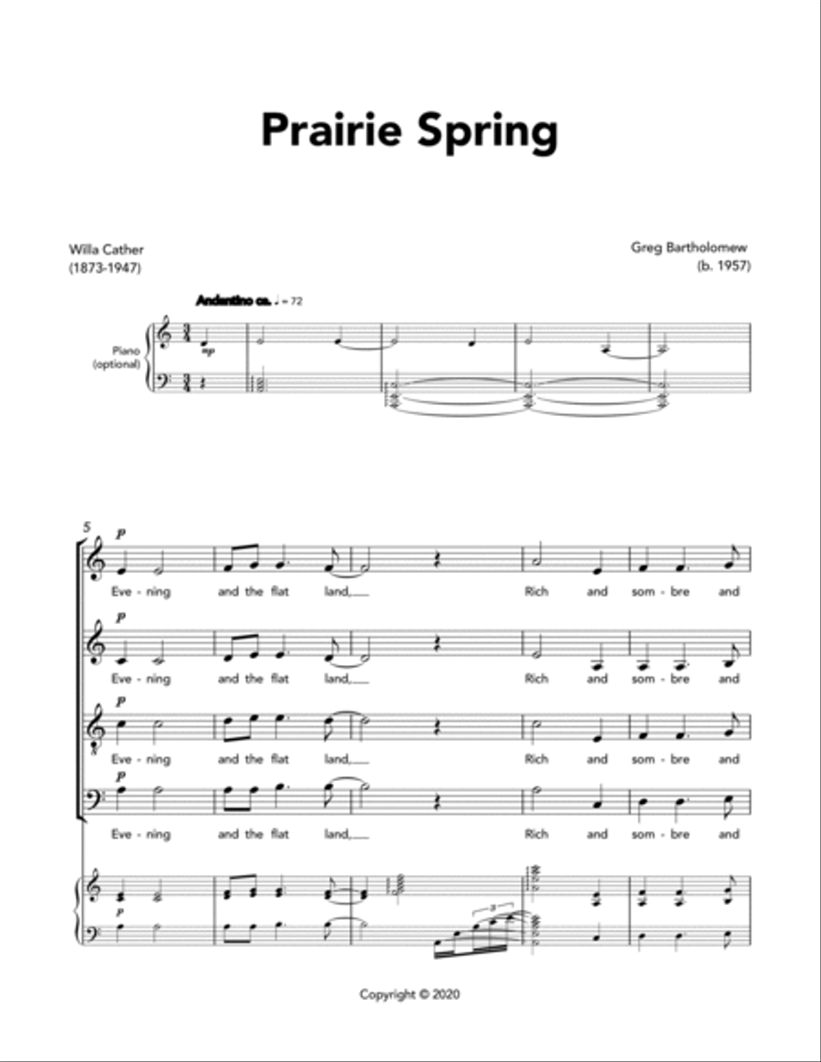 Prairie Spring (SATB) 4-Part scores gallery preview page 3
