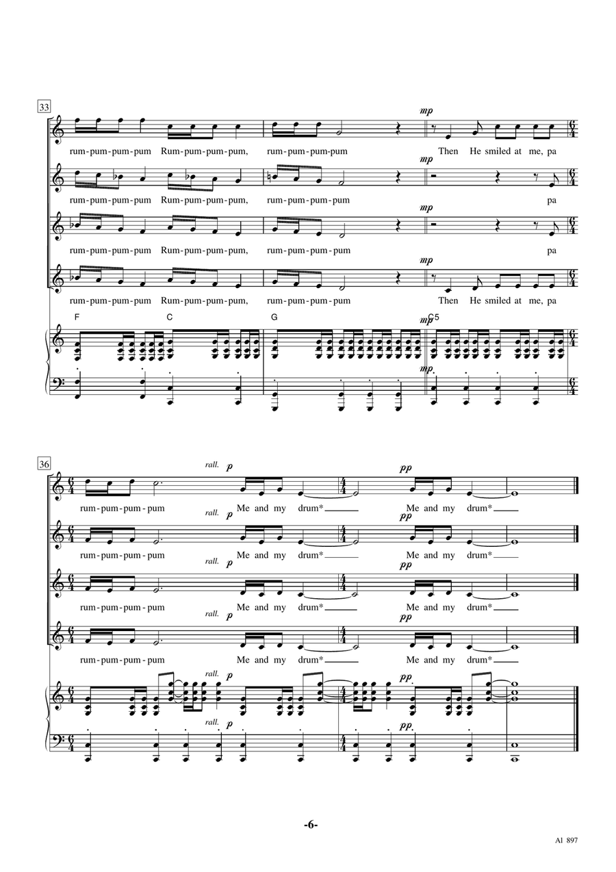 The Little Drummer Boy SSAA scores gallery preview page 6