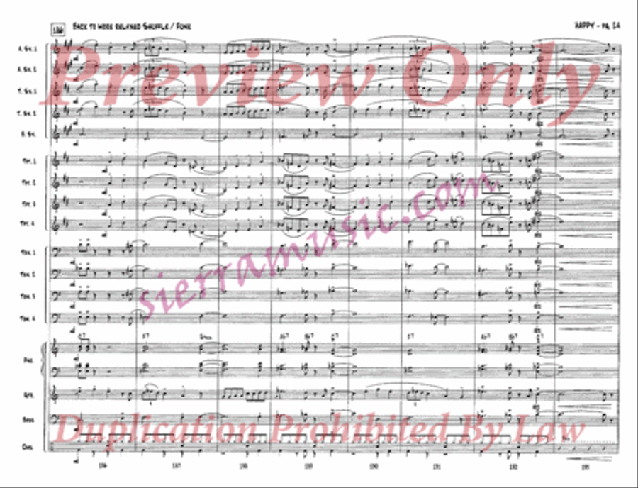 Happy (from One Foot in the Swamp) Jazz Ensemble scores gallery preview page 25