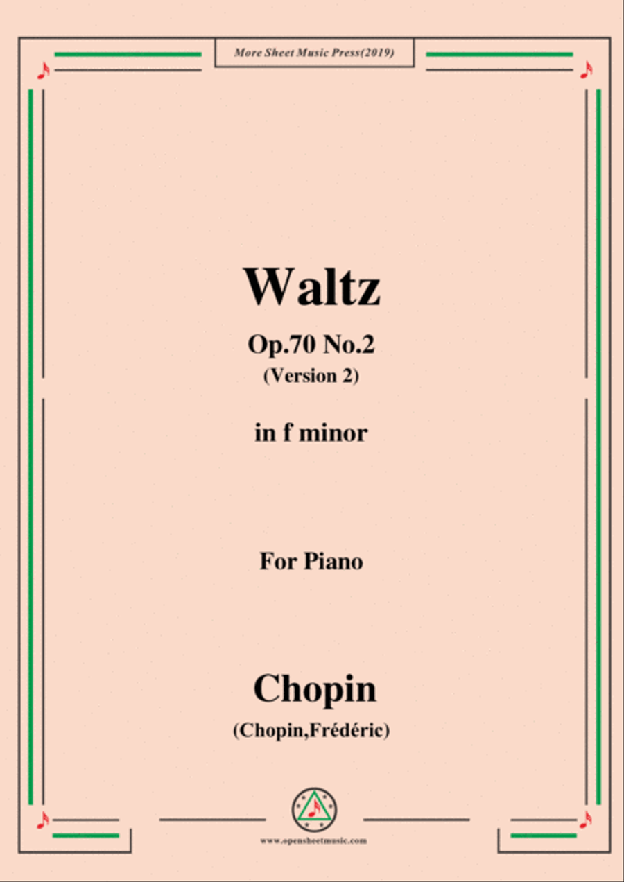 Chopin-Waltz Op.70 No.2(Version 2),in f minor,for Piano Piano Solo scores gallery preview page 1