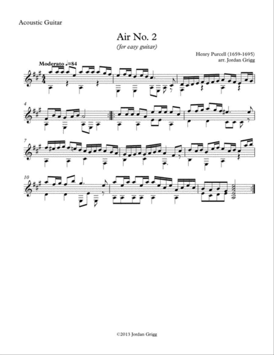 Air No.2 (for easy guitar) Classical Guitar scores gallery preview page 2