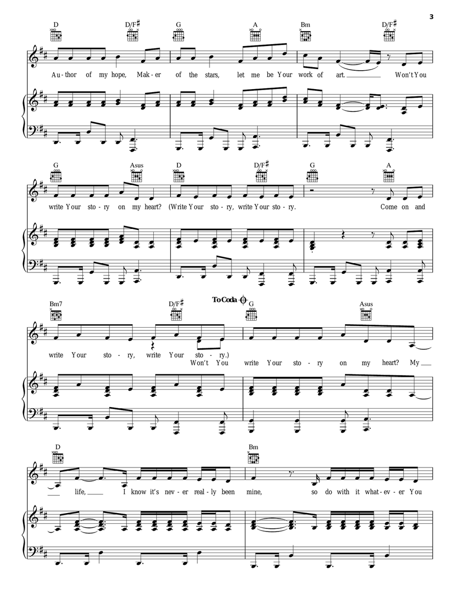 Write Your Story Piano, Vocal, Guitar scores gallery preview page 3