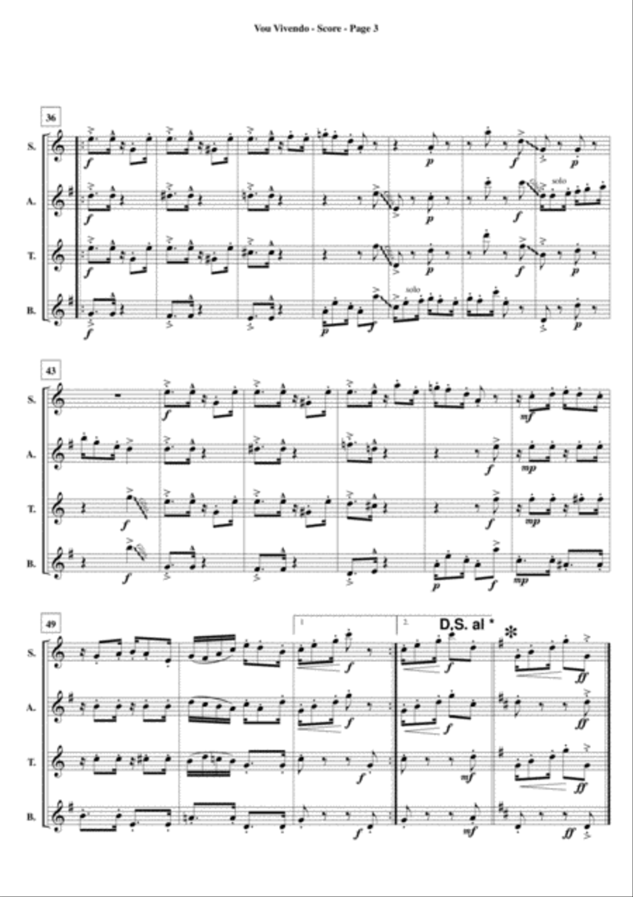 Vou Vivendo Vou Vivendo Woodwind Quartet scores gallery preview page 4