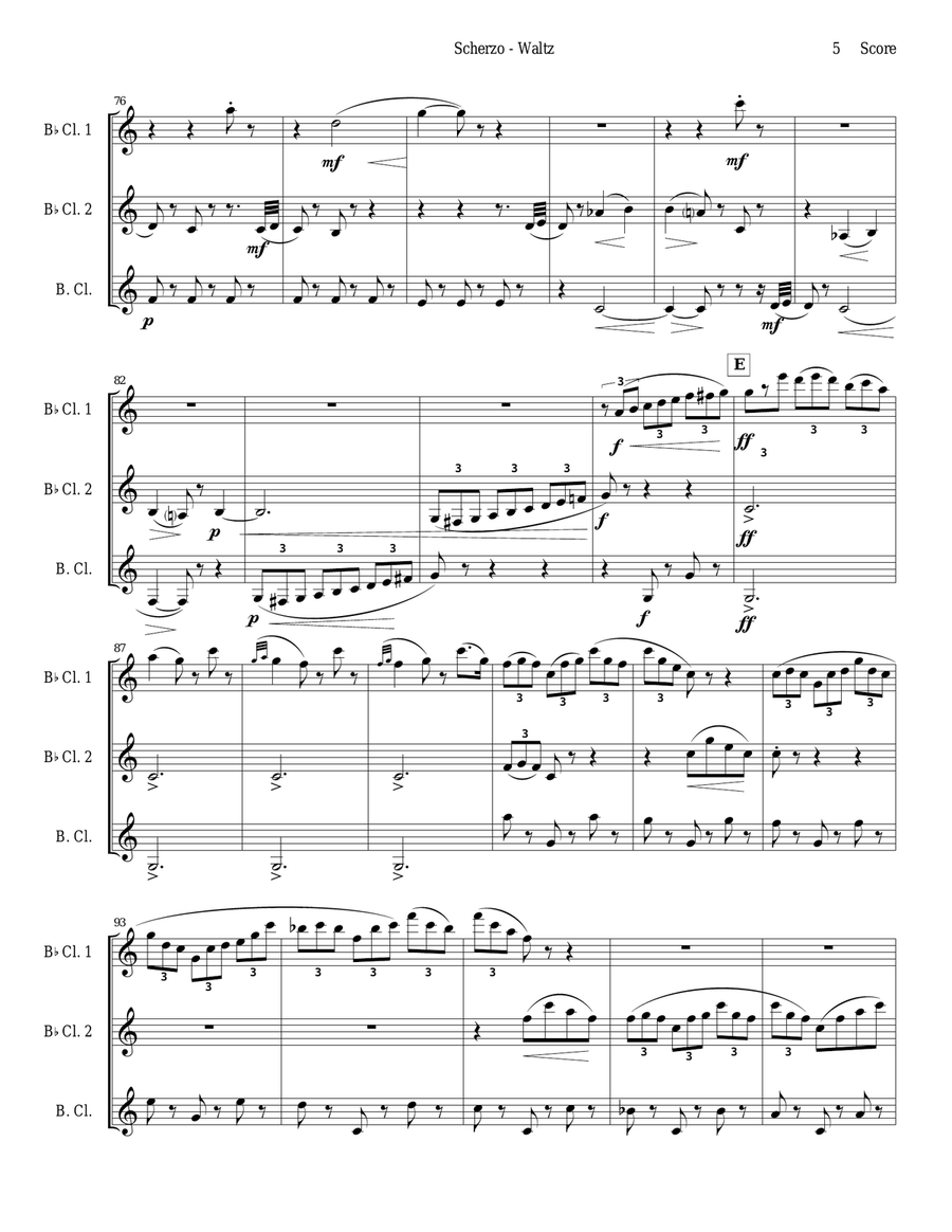 Chabrier - clarinet trio - Scherzo from Suite Pastorale Clarinet Trio scores gallery preview page 5