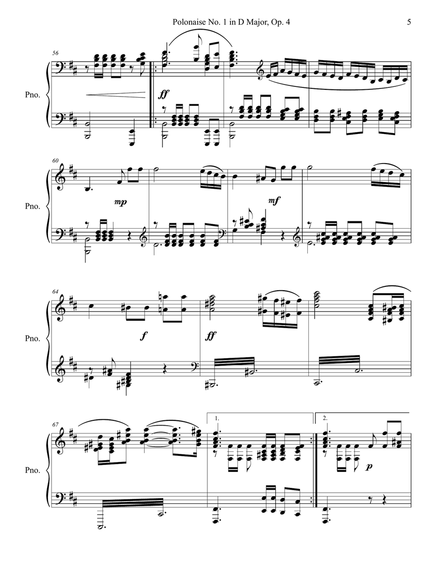 Wieniawski Polonaise No. 1 in D Major Piano Solo scores gallery preview page 6