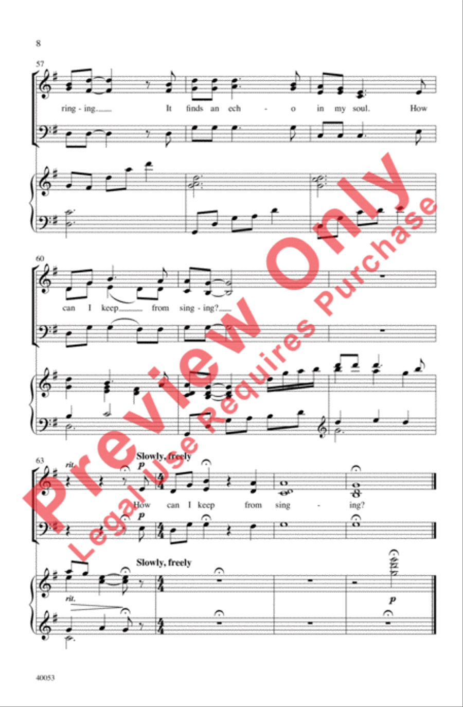 How Can I Keep from Singing? 3-Part scores gallery preview page 8
