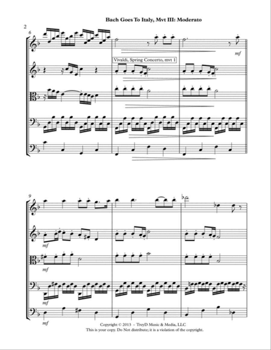 Bach Goes to Italy-mvt 3 String Orchestra scores gallery preview page 2