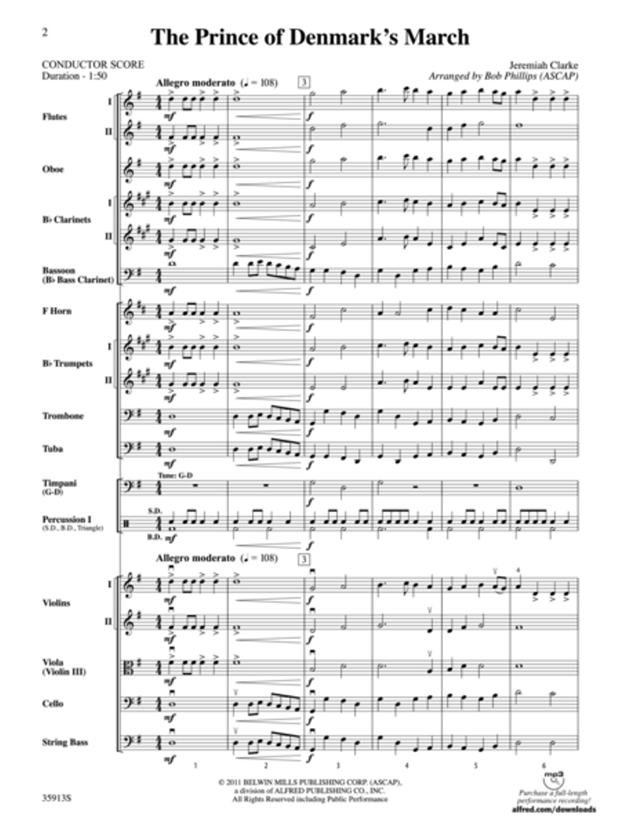 The Prince of Denmark's March Full Orchestra scores gallery preview page 2