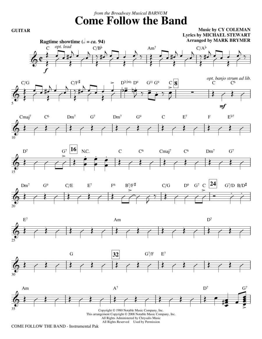 Come Follow The Band - Guitar Choir scores gallery preview page 1