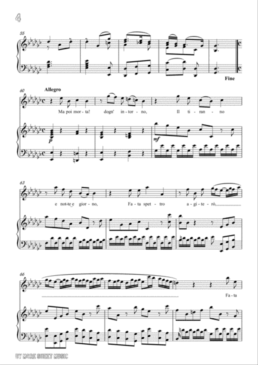 Handel-E pur così in un giorno...Piangerò la sorte mia in G flat Major,for Voice and Piano Voice Solo scores gallery preview page 6