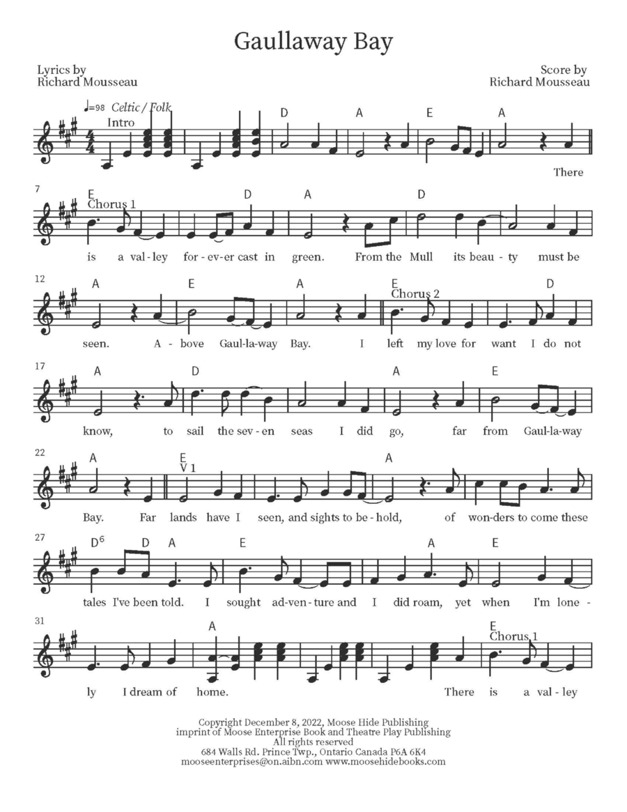 Gaullaway Bay Piano scores gallery preview page 1