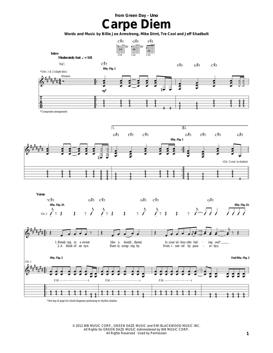 Carpe Diem Acoustic Guitar scores gallery preview page 1