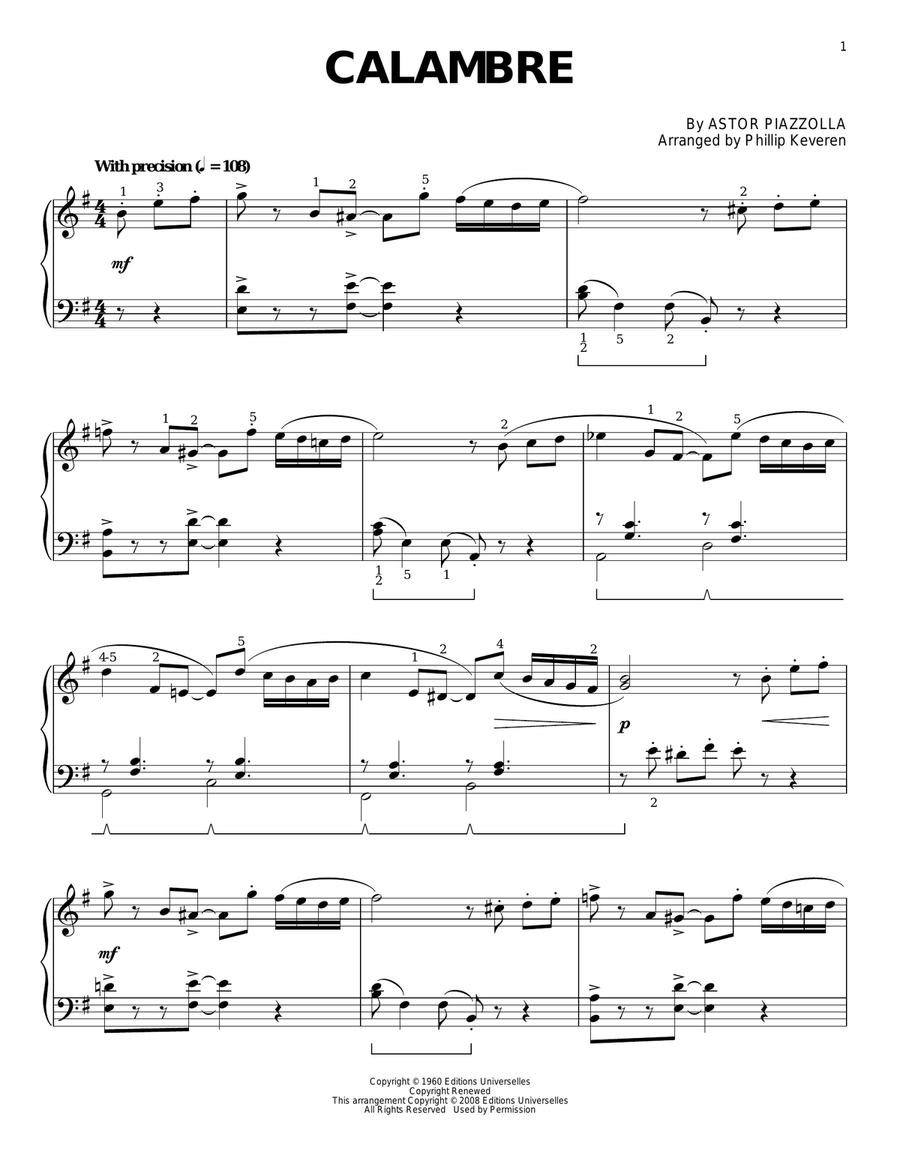 Calambre (arr. Phillip Keveren) Piano Solo scores gallery preview page 1