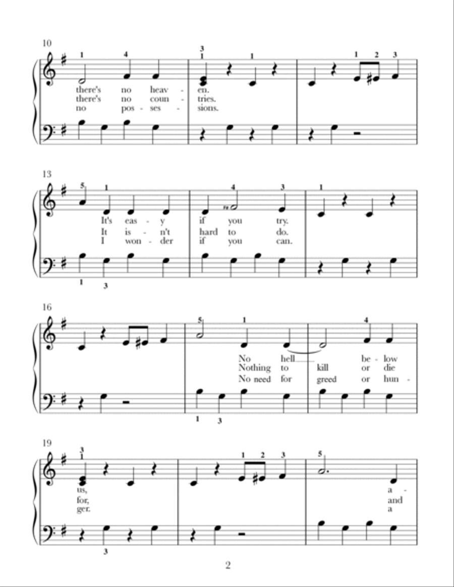 Imagine Imagine Easy Piano scores gallery preview page 2
