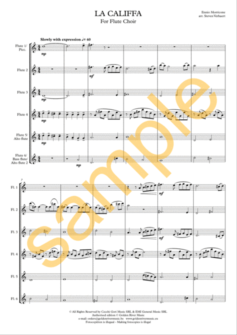 La Califfa La Califfa Flute Choir scores gallery preview page 2