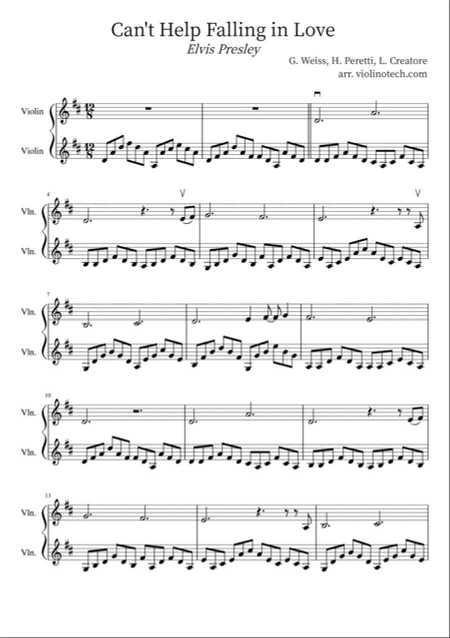 Can't Help Falling In Love String Duet scores gallery preview page 3
