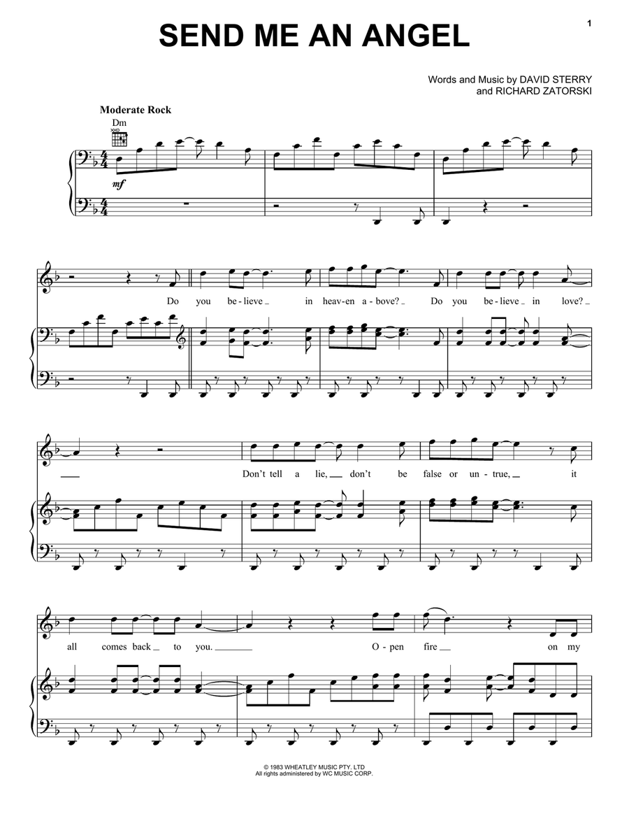 Send Me An Angel Send Me An Angel Piano, Vocal, Guitar scores gallery preview page 1