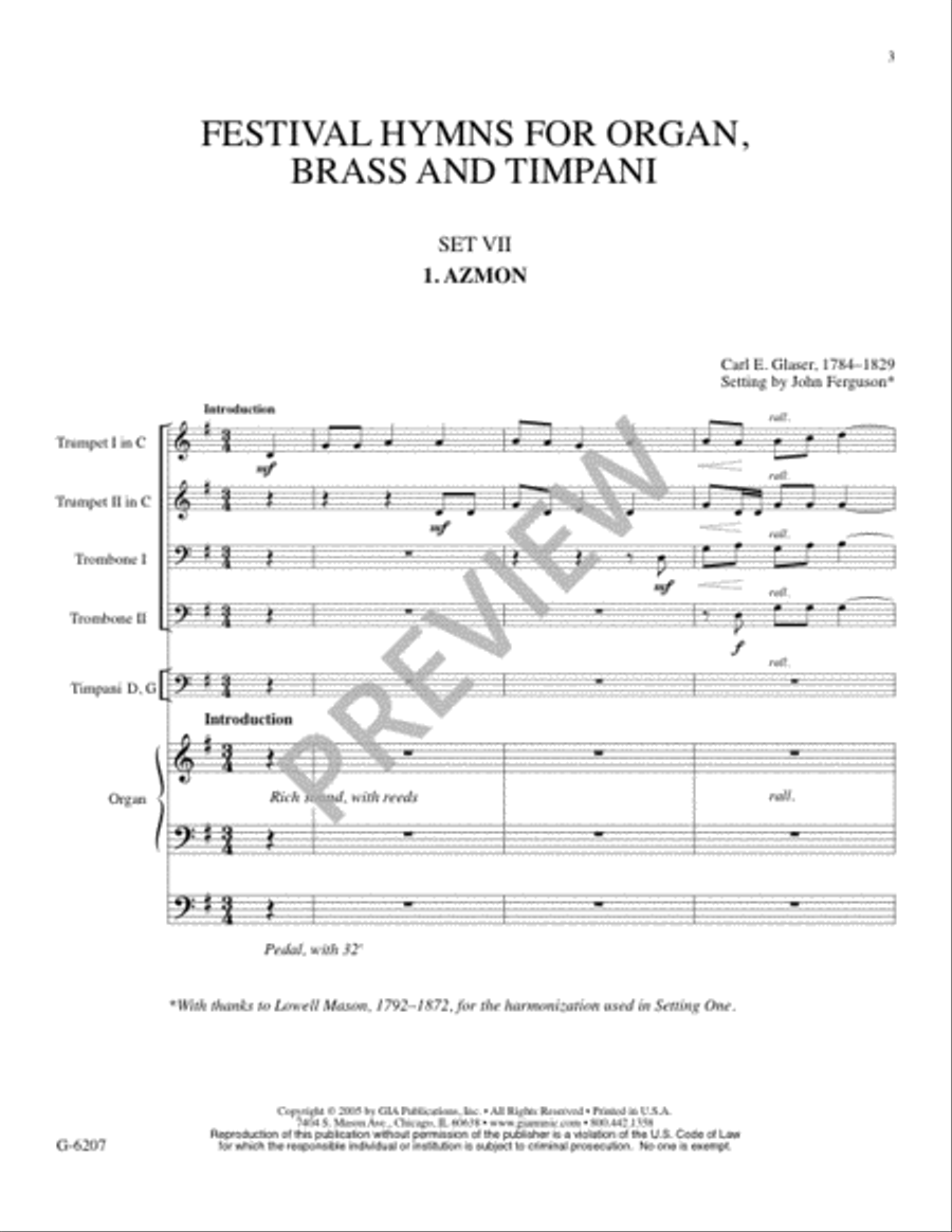Festival Hymns for Organ, Brass and Timpani - Volume 7, General