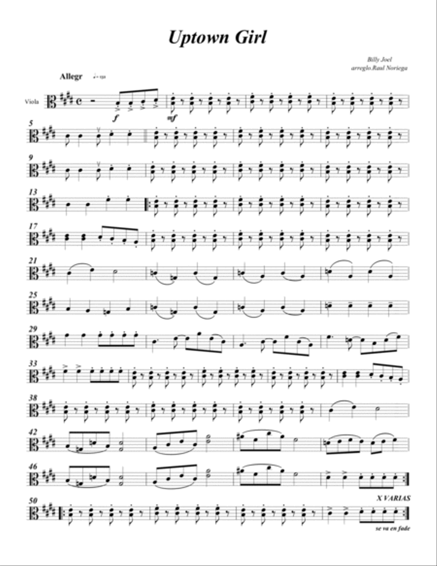 Uptown Girl Uptown Girl String Quartet scores gallery preview page 2