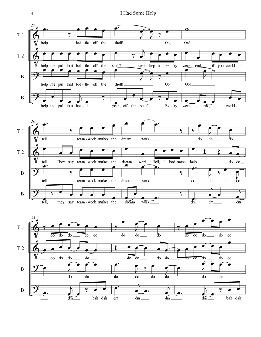 I Had Some Help TTBB scores gallery preview page 5