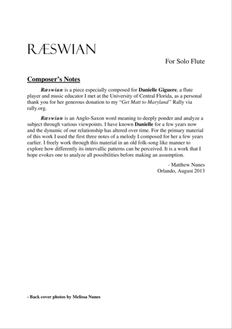 Raeswian for Solo Flute Flute Solo scores gallery preview page 2