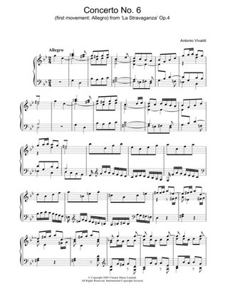 Book cover for Concerto No.6 (1st Movement: Allegro) from 'La Stravaganza' Op.4