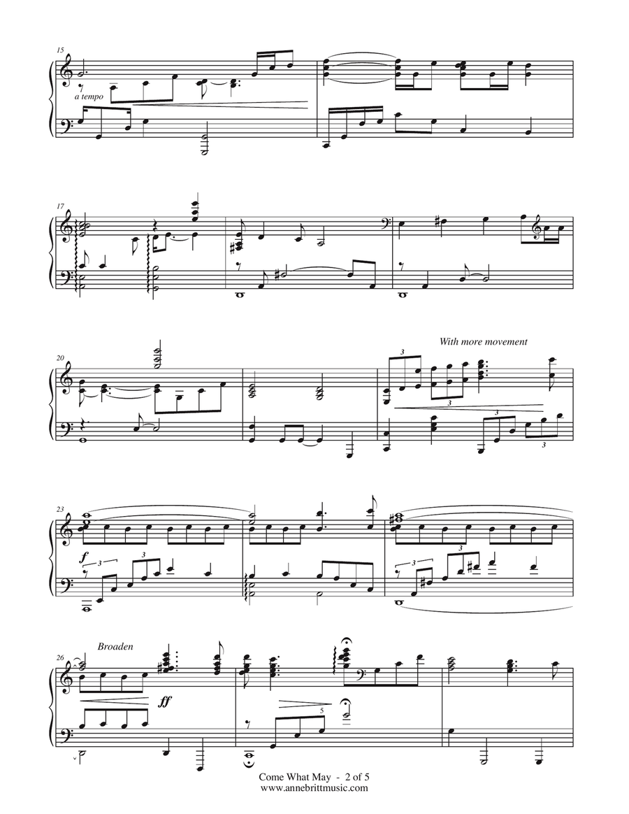 Come What May Piano Solo scores gallery preview page 2