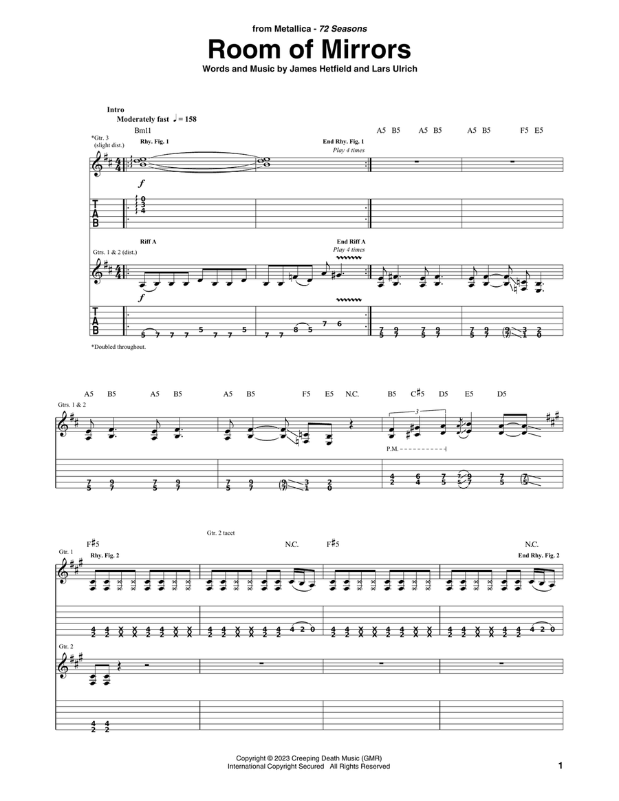 Room Of Mirrors Electric Guitar scores gallery preview page 1