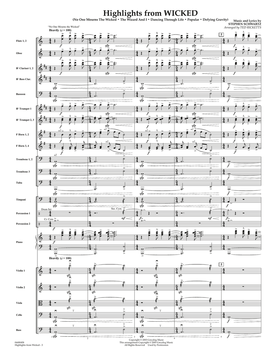 Highlights from Wicked - Full Score Full Orchestra scores gallery preview page 2