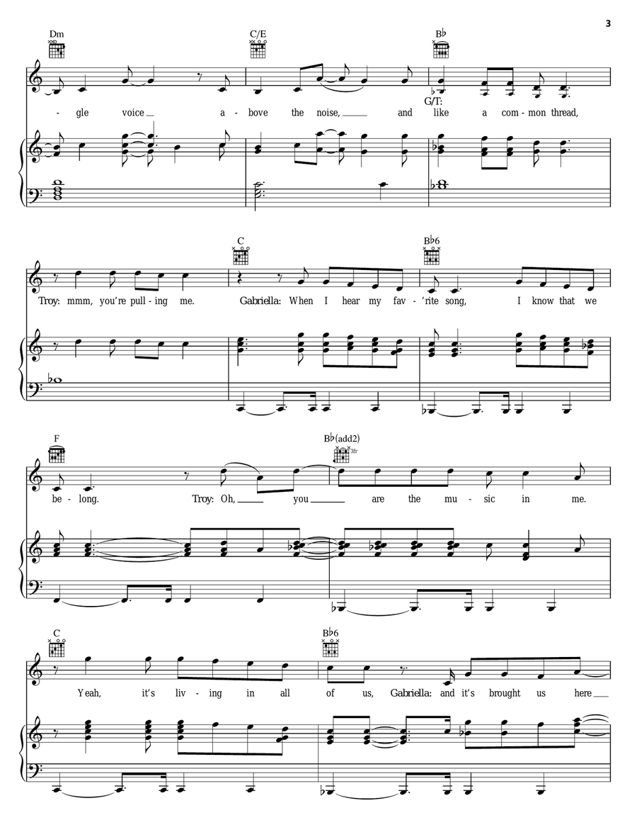 You Are The Music In Me (from High School Musical 2) Piano, Vocal, Guitar scores gallery preview page 3