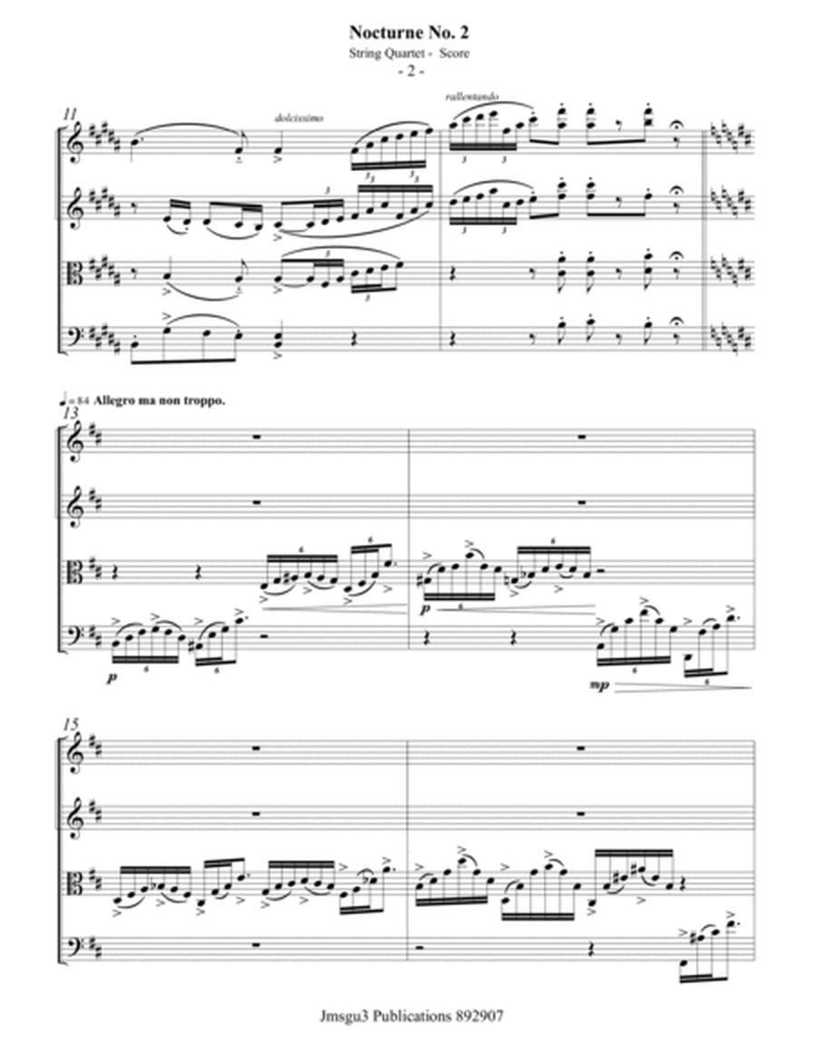 Fauré: Nocturne Op. 33 No. 2 for String Quartet - Score Only image number null