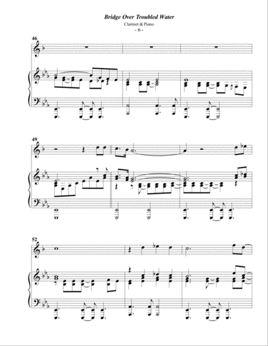 Bridge Over Troubled Water B-Flat Clarinet scores gallery preview page 6