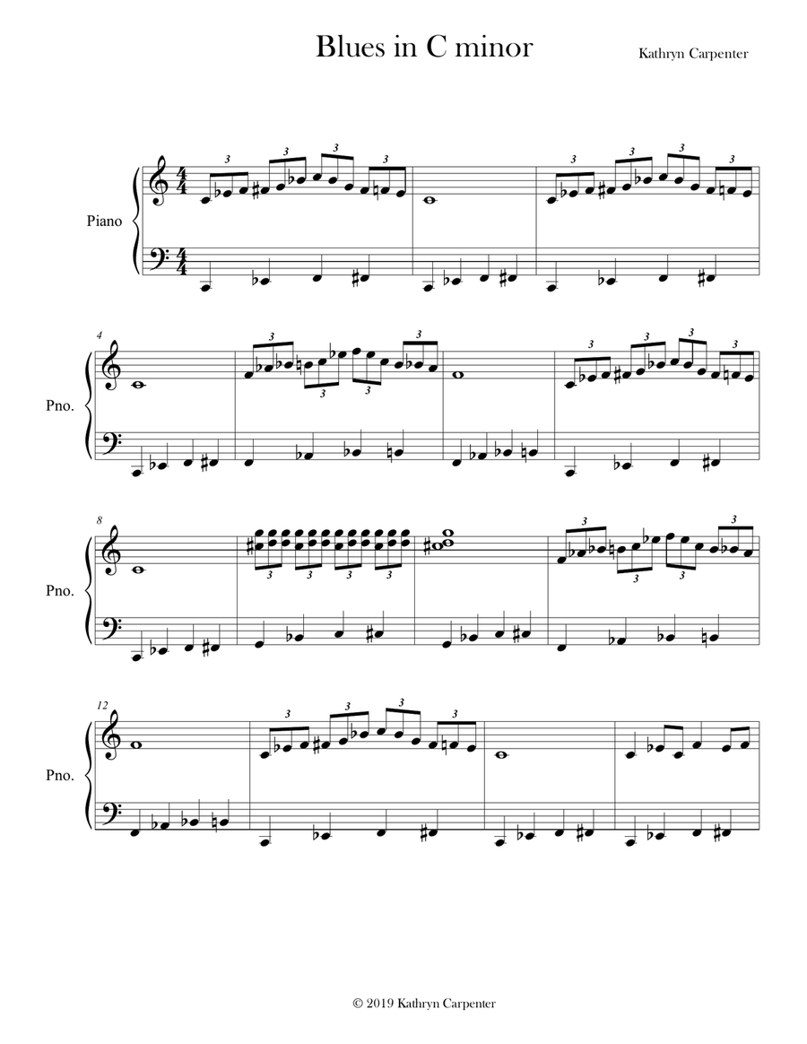 Blues in C minor (Piano) Piano Method scores gallery preview page 1
