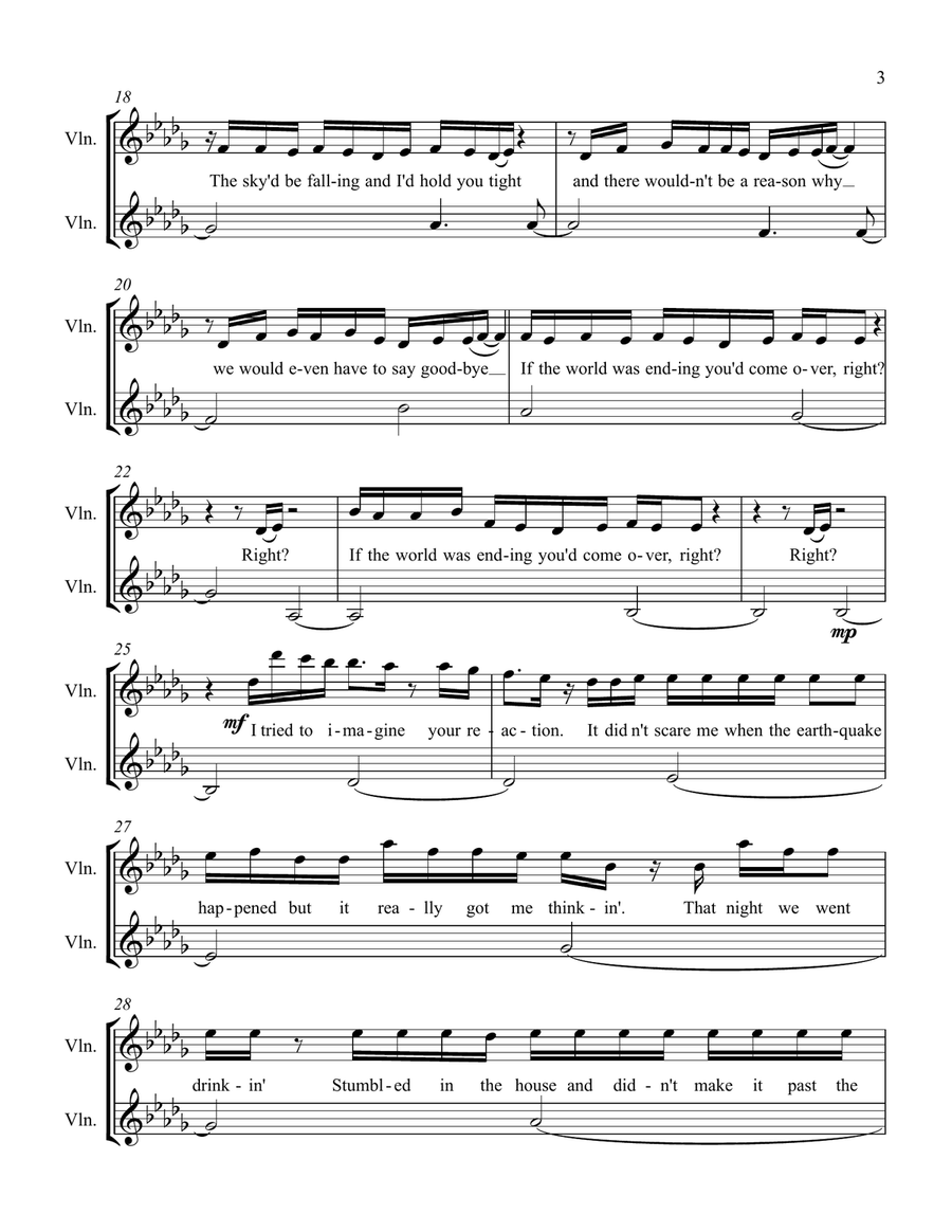 If The World Was Ending Violin Solo scores gallery preview page 3