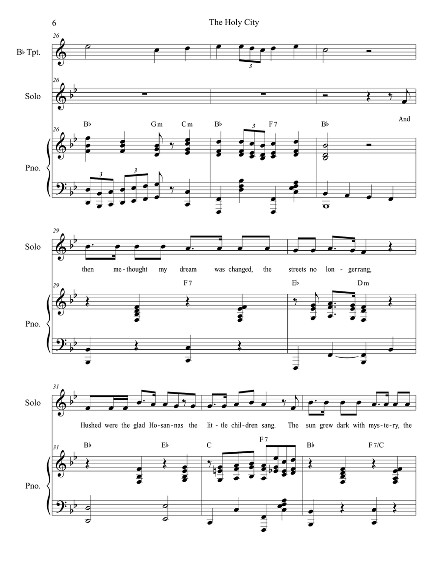 The Holy City (Solo and SATB) 4-Part scores gallery preview page 6