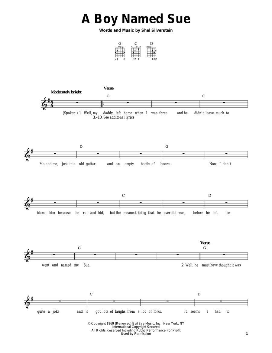 A Boy Named Sue Acoustic Guitar scores gallery preview page 1