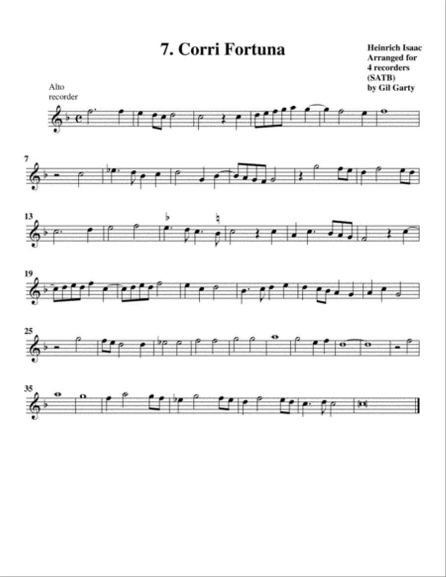 7. Corri Fortuna (arrangement for 4 recorders) Recorder scores gallery preview page 3