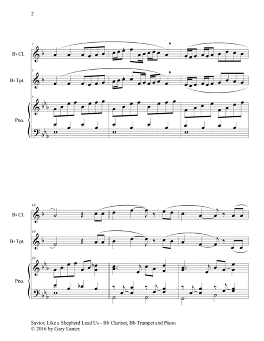 SAVIOR, LIKE A SHEPHERD LEAD US (Trio – Bb Clarinet, Bb Trumpet & Piano with Parts) image number null