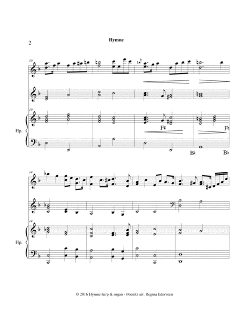 Hymne - pedal harp & organ Pedal Harp scores gallery preview page 2