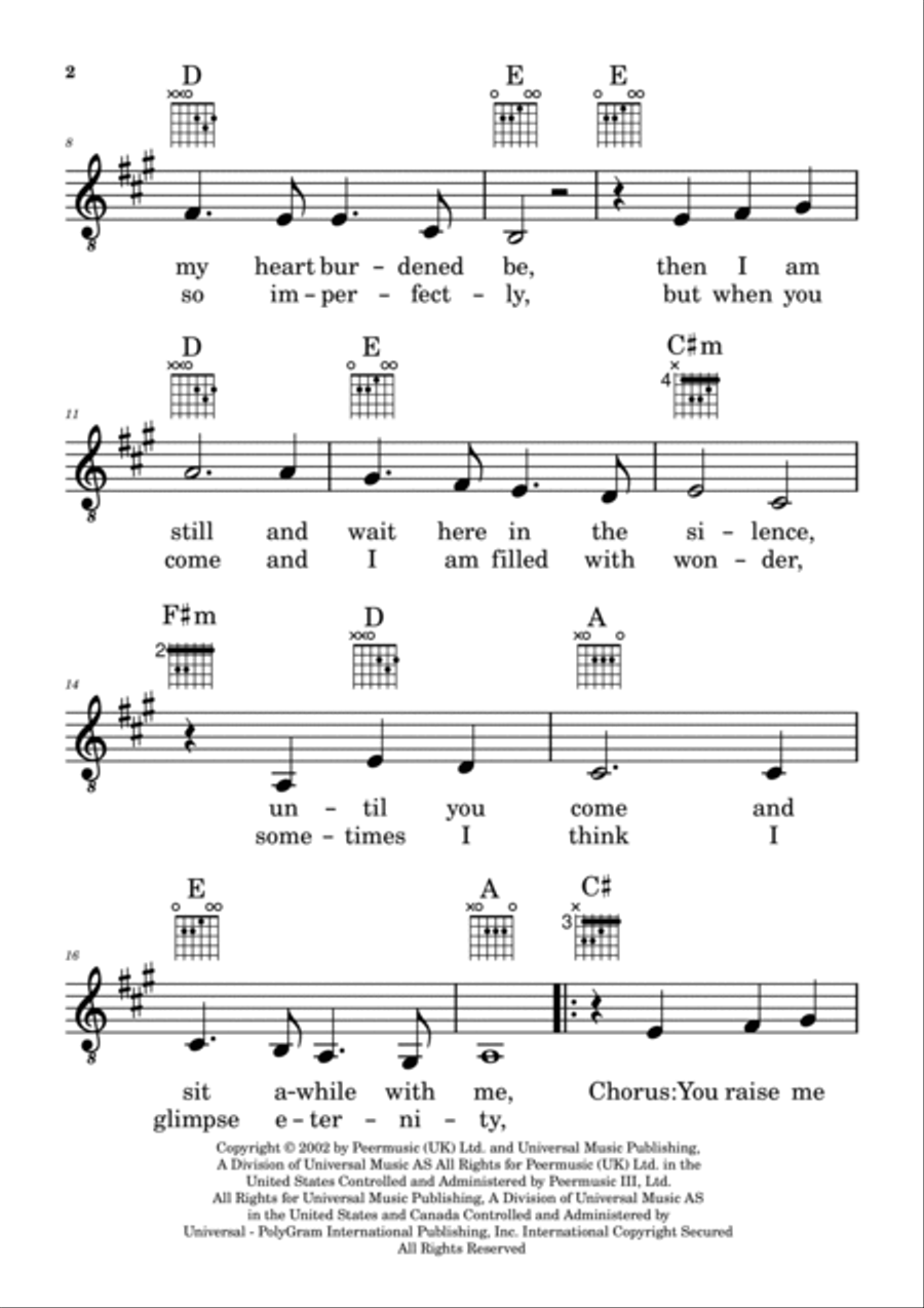 You Raise Me Up You Raise Me Up Piano, Vocal, Guitar scores gallery preview page 2