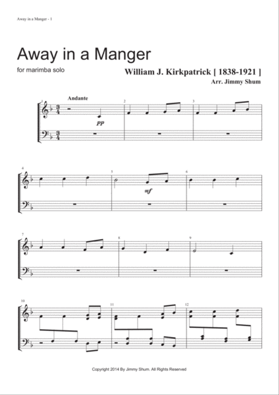 Away in a Manger Marimba scores gallery preview page 2