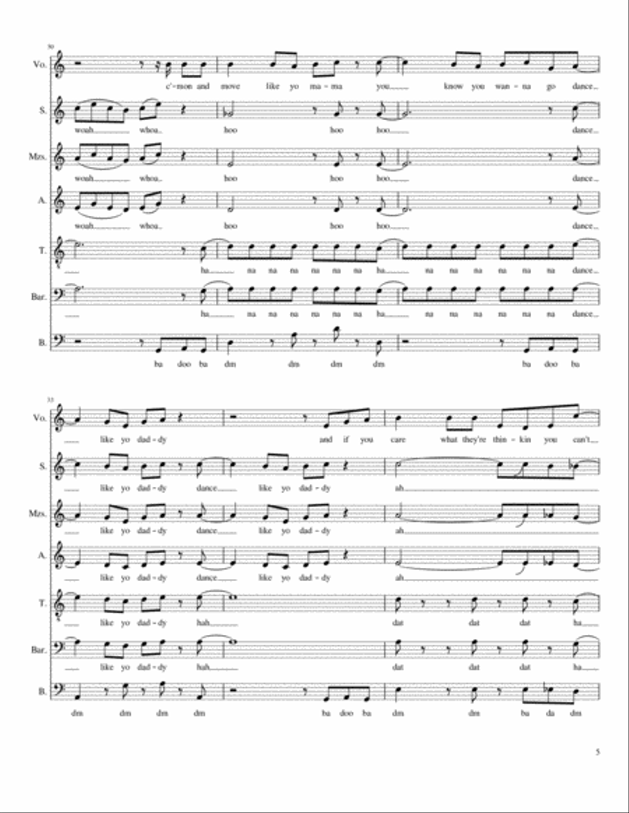 Dance Like Yo Daddy 4-Part scores gallery preview page 5