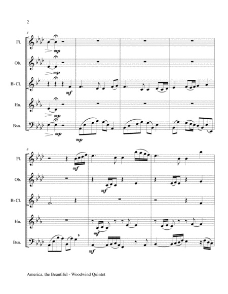 AMERICA, THE BEAUTIFUL (Woodwind Quintet/Score and Parts) image number null