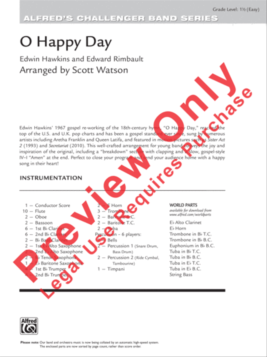 O Happy Day Concert Band scores gallery preview page 2